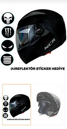 NCR KASK Çene Açılır Vizörlü Parlak (ECE Sertifikalı)