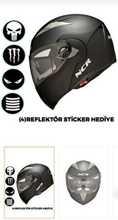 NCR Kask Çene Açılır Mat Siyah (ECE Sertifikalı)