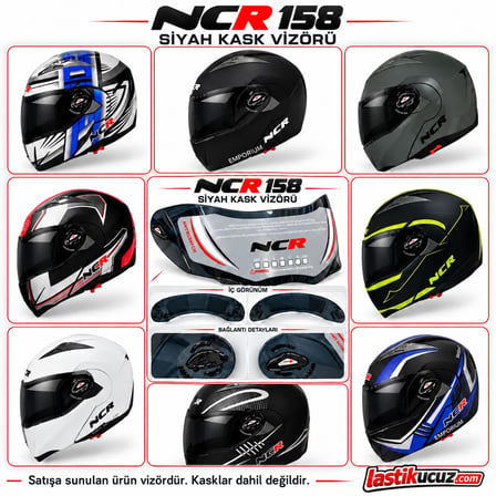SİYAH KASK VİZÖRÜ NCR-158 MODEL KASK CAMI SİYAH