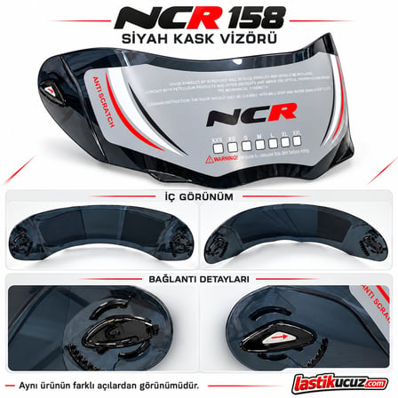 SİYAH KASK VİZÖRÜ NCR-158 MODEL KASK CAMI SİYAH