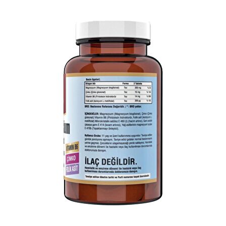 Ncs Zma 120 Tablet Çinko Folic Acid Vitamin B 6 Magnezyum Bisglisinat