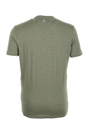 Erkek Tişört Bisiklet Yaka Haki %100 Pamuk Slim Fit Baskılı T-shirt NCS JEANS 1924