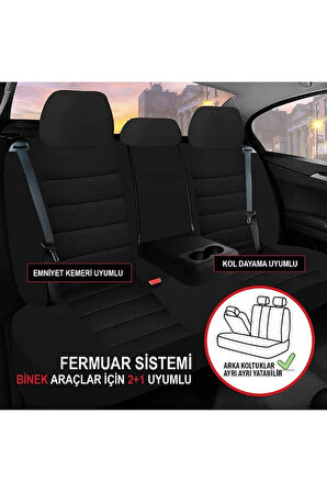 FIAT PANDA 2004-2012Uyumlu Oto Koltuk Kılıfı Sport Carbon Serisi - Siyah