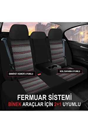 FORD TRANSIT CONNECT 2013-Uyumlu Oto Koltuk Kılıfı Sport Serisi Jakar - Kırmızı