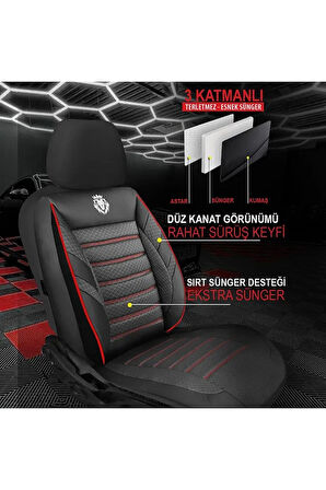SKODA SUPERB COMBI 2008-2015Uyumlu Oto Koltuk Kılıfı Sport Serisi Jakar - Kırmızı