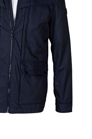 Erkek Baharlık Mont Lacivert Dik Yaka Rüzgar Ve Su Itici Slim Fit Mevsimlik NCS JEANS 4502