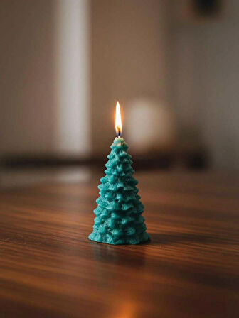 Noel Ağacı Şeklinde Dekoratif Yeşil Mum – Yılbaşı Süslemeleri İçin