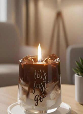 Iced Latte Görünümlü Kahve Kokulu Jel & Wax Dekoratif Mum – Cam Bardak