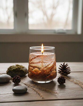 Kahve Kokulu Doğal Görünümlü Jelly Mum – Dekoratif Cam Mum-