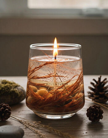 Kahve Kokulu Doğal Görünümlü Jelly Mum – Dekoratif Cam Mum-