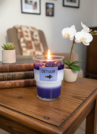 Ahududu Reçeli Görünümlü Mum Bardak Mum Mor