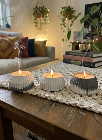 Üçlü Dekoratif Bohem İskandinav Mum - Pinterest Konseptli Vanilya Kokulu Soya Mum 3'lü