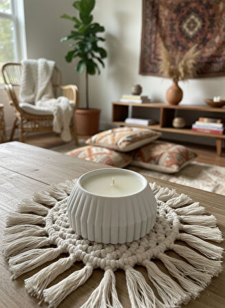 Dekoratif Bohem İskandinav Mum - Pinterest Konseptli Vanilya Kokulu Soya Mum