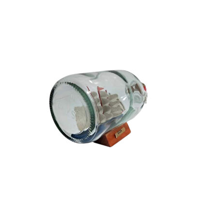 Dekoratif Cam Şişe İçinde Gemi Maketi – 14 x 8 cm