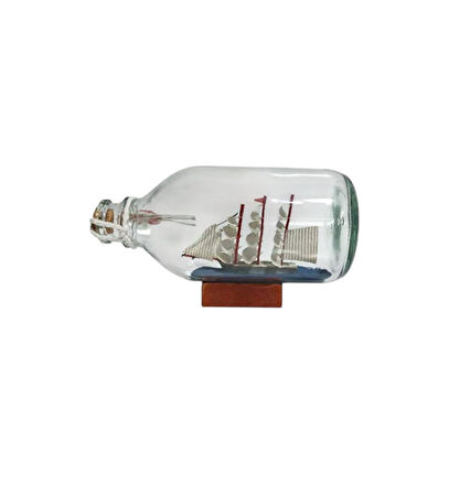 Dekoratif Cam Şişe İçinde Gemi Maketi – 14 x 8 cm