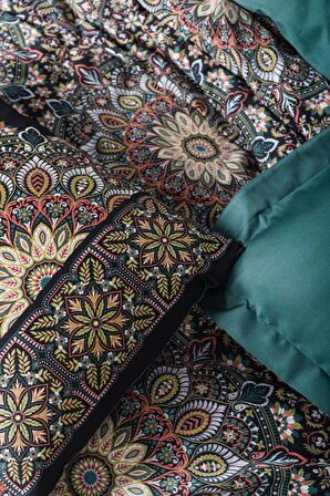 Nishev Çift Kişilik Saten Nevresim Takımı - Ornate Petrol