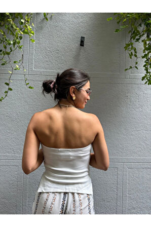 Kadın Penye Straplez Bluz