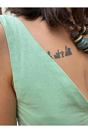 Kadın Su Yeşili Arkası Lastikli V Yaka Büstiyer