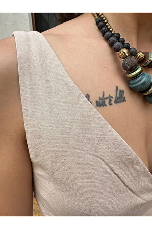 Kadın Sütlü Kahve Arkası Lastikli V Yaka Büstiyer