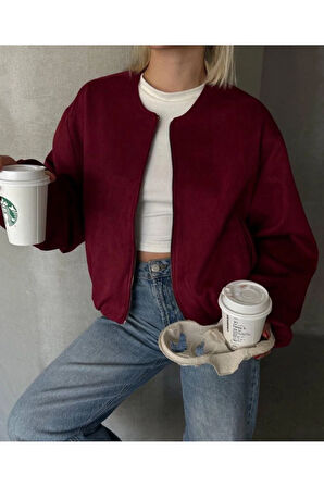 Kadın Balon Kol Kaşe Bomber Ceket