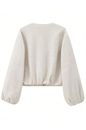 Kadın Balon Kol Kaşe Bomber Ceket