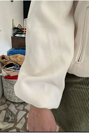 Kadın Balon Kol Kaşe Bomber Ceket