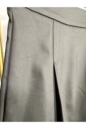 Haki Yandan Gizli Fermuarlı Pile Detaylı Mini Etek