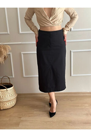 Önden Yırtmaçlı Kalem Etek