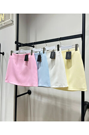 Kadın Uçuk Sarı Basic Mini Etek