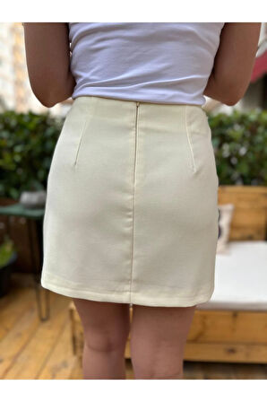 Kadın Uçuk Sarı Basic Mini Etek