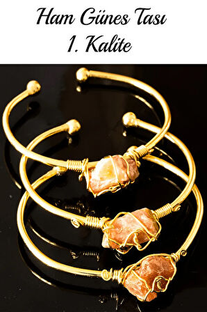 Sertifikalı Kelepçe Model Ayarlamalı Aaa Güneş Taşı Bileklik - Kararmaz