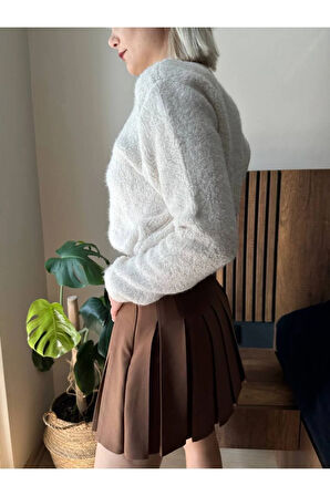 Ekru Gold Düğmeli Hırka