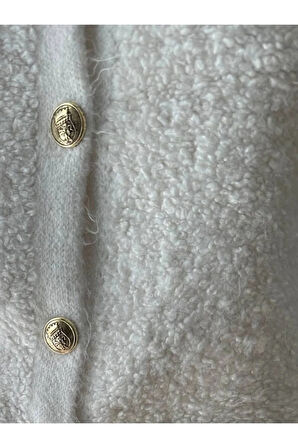 Ekru Gold Düğmeli Hırka