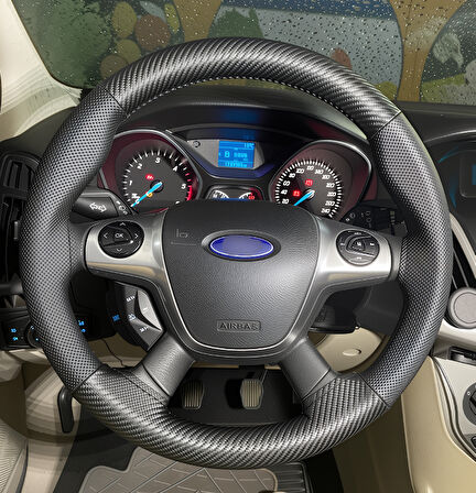 DİKİŞLİ DİREKSİYON KILIFI NOKTALI DERİ KARBON DERİ SİYAH DİKİŞLİ F. FOCUS 2012-13-14 İÇİN