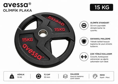 Özel Seri Salonu Ağırlık Sportif OP-15 Olimpik Plaka 15 kg