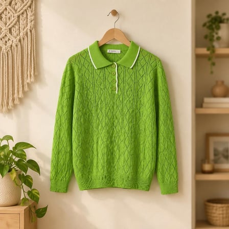 Polo Yaka Baklava Desenli Triko