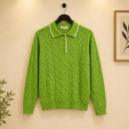 Polo Yaka Baklava Desenli Triko