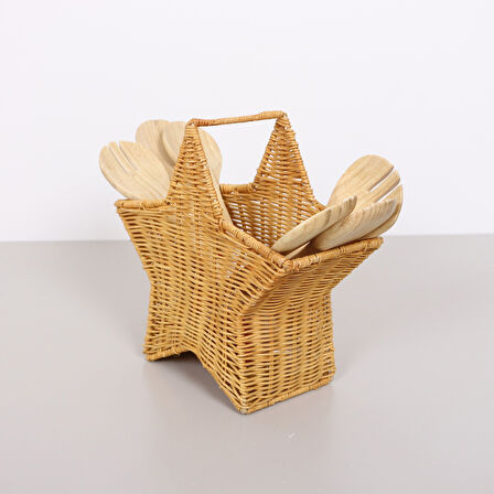 Bohem Rattan Yıldız Çatallık Ve Kaşıklık 26x17, Iskandinav, Modern