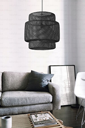 Bambu Siyah Avize 50cm- Bohem, İskandinav, Modern, Rattan, Sinnerlig, Aydınlatma