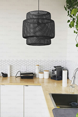 Bambu Siyah Avize 50cm- Bohem, İskandinav, Modern, Rattan, Sinnerlig, Aydınlatma