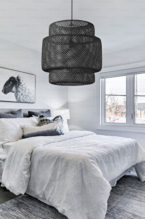 Bambu Siyah Avize 50cm- Bohem, İskandinav, Modern, Rattan, Sinnerlig, Aydınlatma