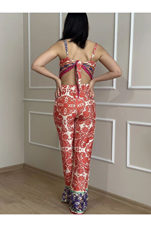 Çok Renkli Şal Desenli Takım