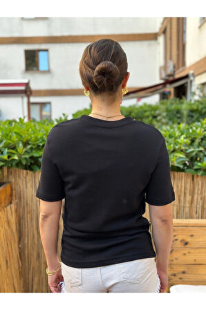 Bisiklet Yaka Basic Tok Kumaş T-Shirt