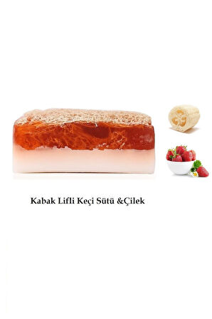 3'lü Set Kabak Lifli Yüz Pedi Kabak Lifli Keçi Sütlü Çilekli Sabun Canlandırıcı Cilt Bakım Yüz Maske