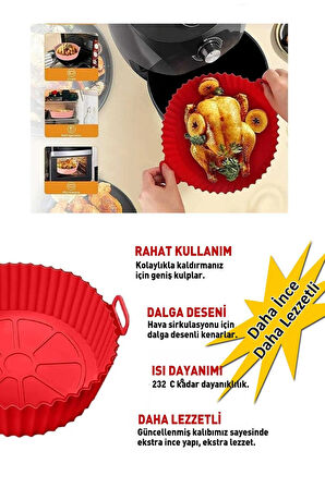 3'lü Airfryer Silikon 7 Gözlü Hava Firitözü Muffin Çörek Kek Kalıbı Yanmaz Yapışmaz