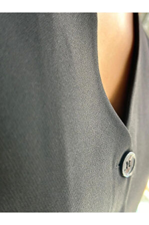 Kadın Siyah Uzun Yelek