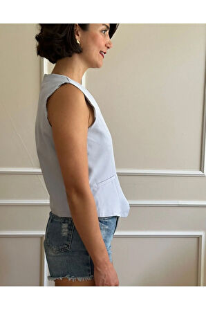 Kadın Bebe Mavisi Kısa Yelek