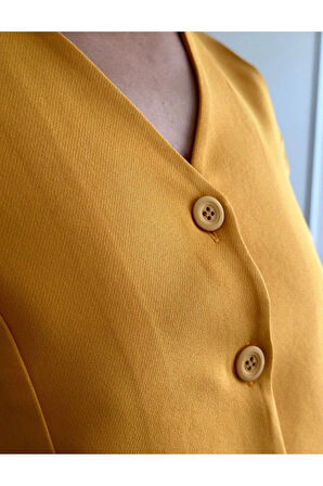 Kadın Hardal Kısa Yelek