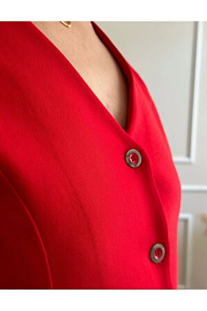 Kadın Kırmızı Kısa Yelek