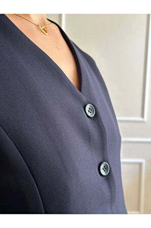 Kadın Lacivert Kısa Yelek